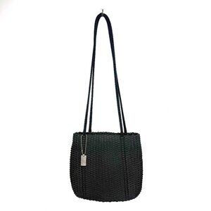 Vintage Nine West Woven Double Strap Shoulder Square Y2K Bag Black 8" x 8"